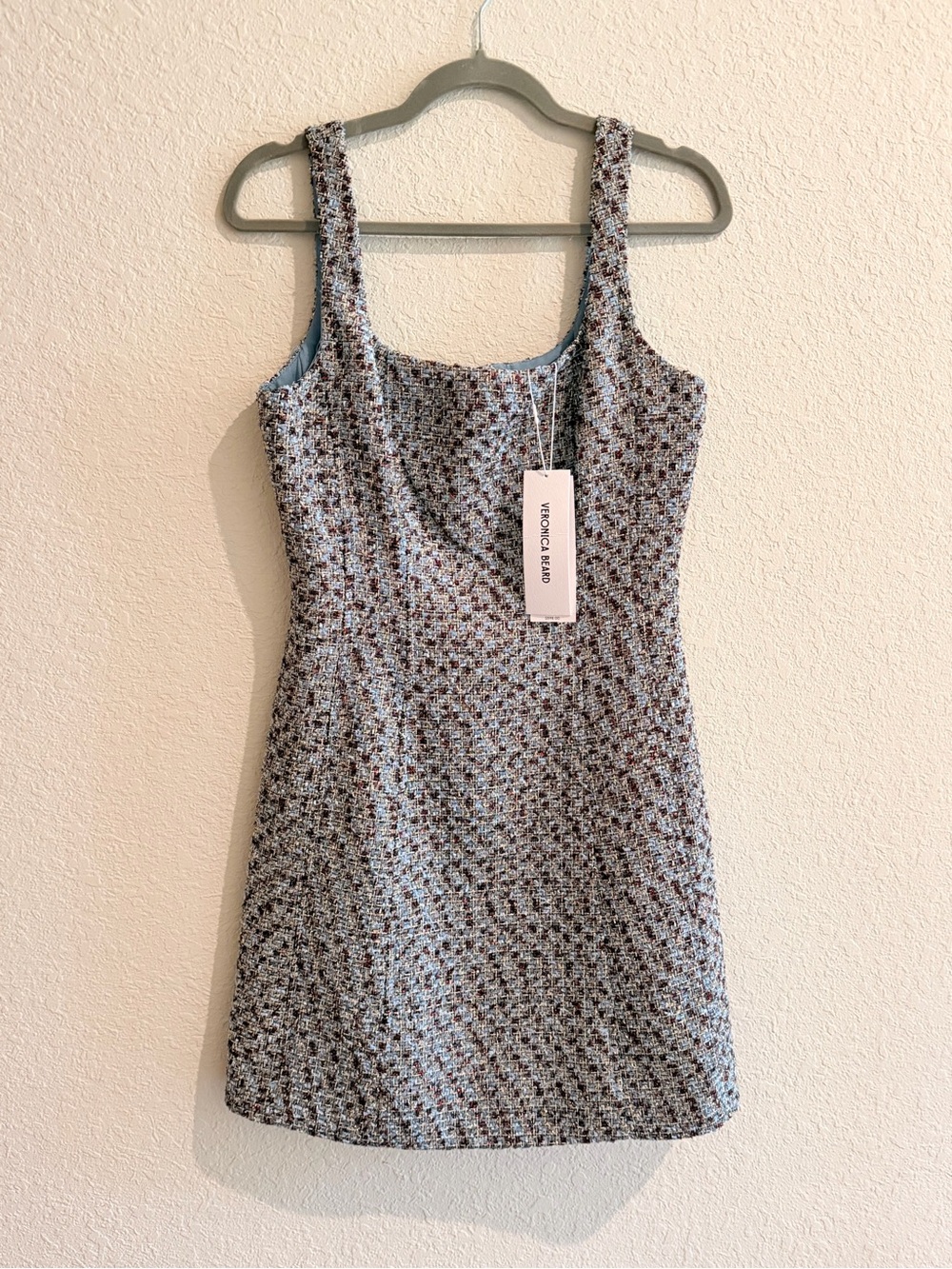 Veronica Beard Sleeveless Tweed Sheath Dress in Blue and Brown - Picture 6 of 6